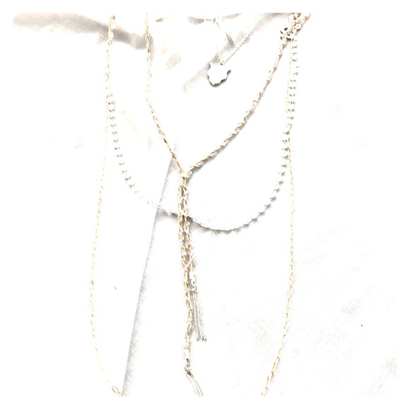 Free People Silver/Gold Tasseled Layered Necklace - Picture 4 of 8